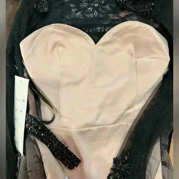 NWT RACHEL ALLAN SHORT BEADED BLACK DRESS STYLE 4508 SIZE 4 Org $498 - Picture 11 of 12